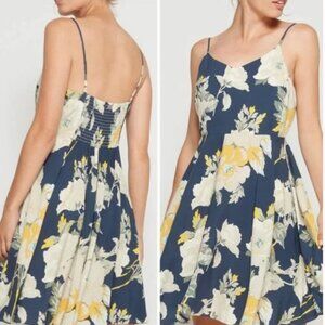 Gap Blue Yellow White Floral Cami Fit & Flare Dress S